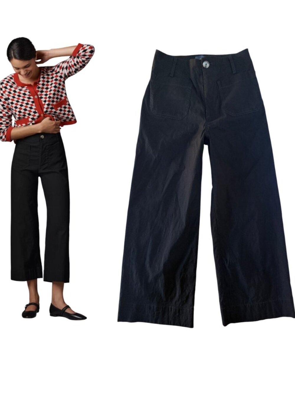 MAEVE ANTHROPOLGIE BLACK THE COLETTE PANTS‎ SZ. 27" EUC
